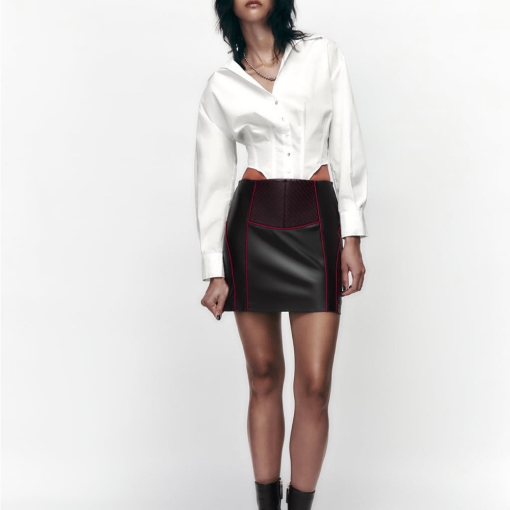 NWT Zara black skirt with pink stitching